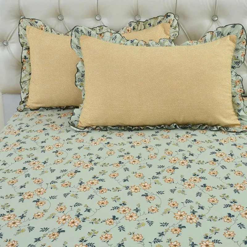 Floral Whirl Frill Micro Fiber Bedsheet - 150 GSM media 4