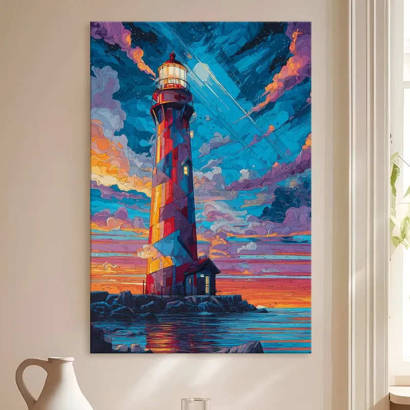 Ocean Guide Lighthouse Canvas Wall Art media 4