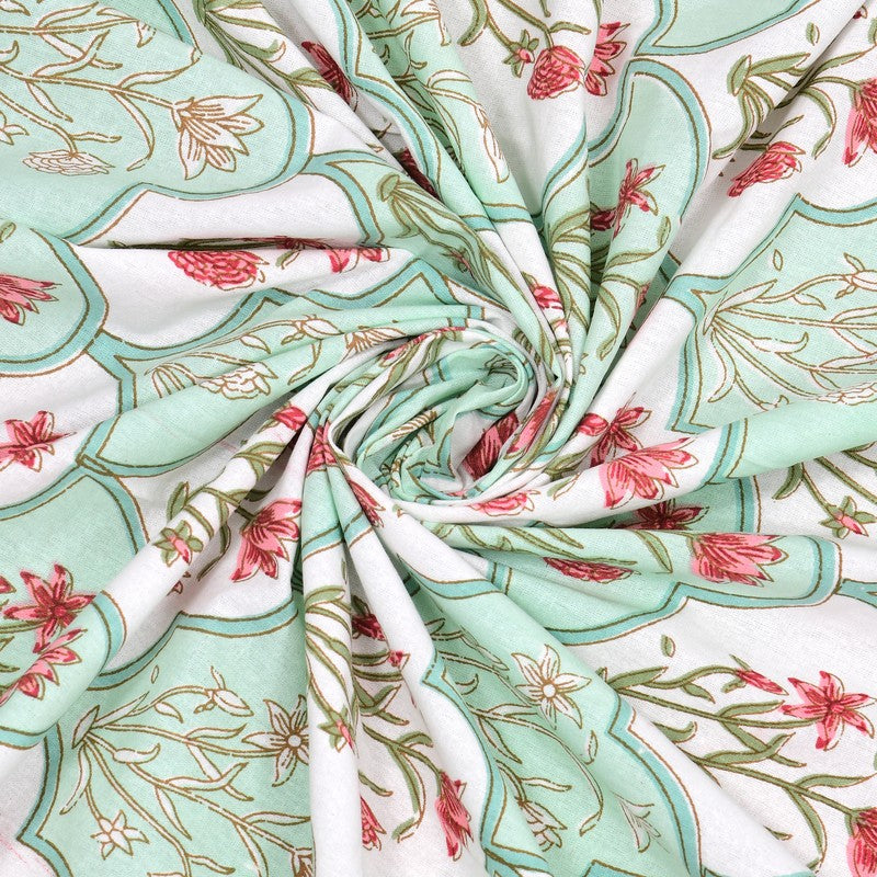 Rupa Cotton Bedsheet (Pista Green, Pink) - 180 TC media 7
