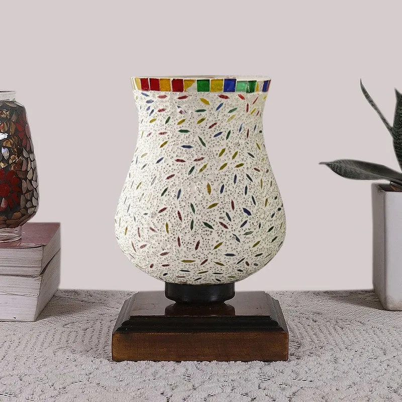 Auralin Mosaic Glass Table Lamp With Wooden Base - Multicolor media 4