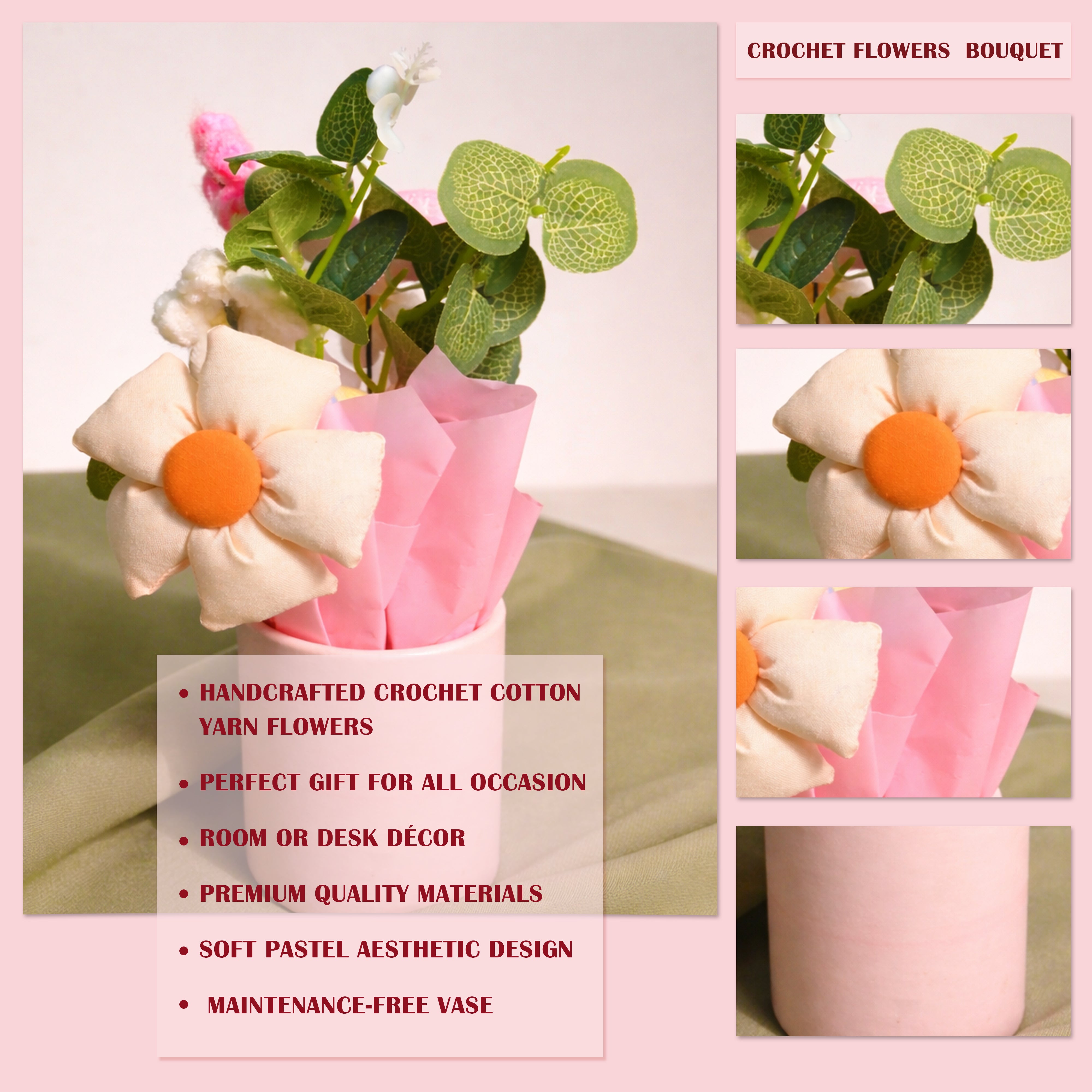 CylSprout Artificial Flower With Vase - Pink media 6