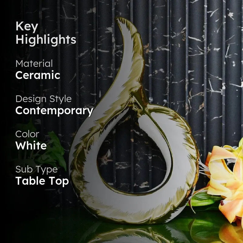 Zynera Emerald Curve Decorative Showpiece - White media 2