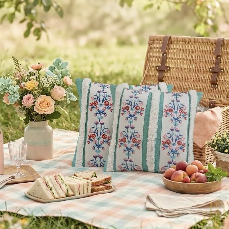 Craft Bloom Tufted Cushion Covers (Green) - Set Of Two media 3