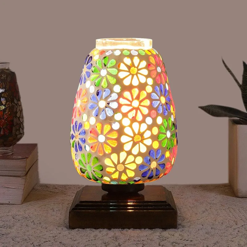 Glasmora Glass Table Lamp With Wooden Base - Multicolor media 3