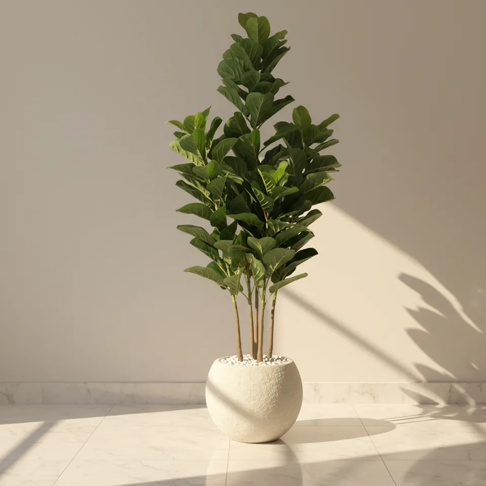 Scarlet Bloom Artificial Plant With Black Fiber Pot - 4.6 Feet media 1