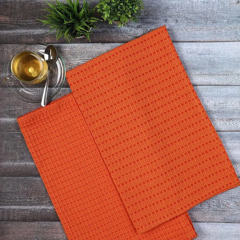 Sunbeam Cotton Kitchen Towel (Orange) - Set Of Two media 3
