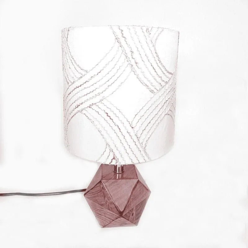 Whimsy Waves Hexa Fabric Table Lamp - Beige,Brown media 4