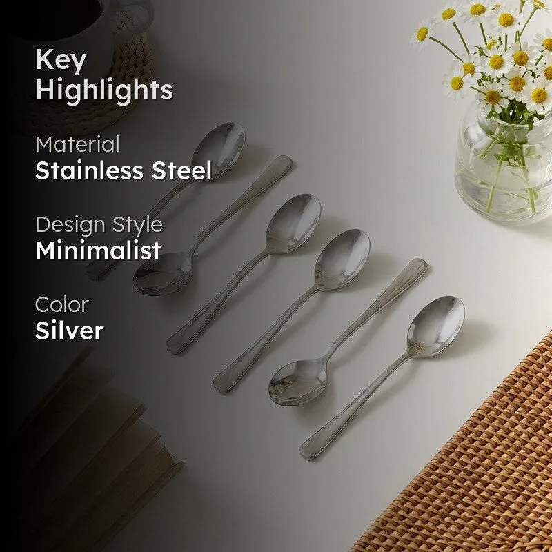 Lucia Stainless Steel Tea Spoon - Set of Six media 2