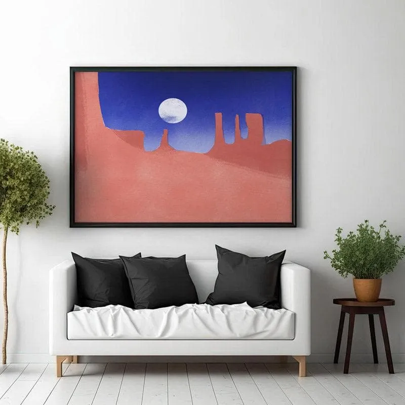Red Rock Moonlight Canvas Wall Painting - Black Frame media 3