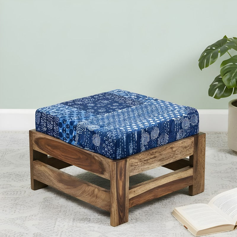 Lirox Sheesham Wooden Bench with Stool (Blue) - Two Piece Set