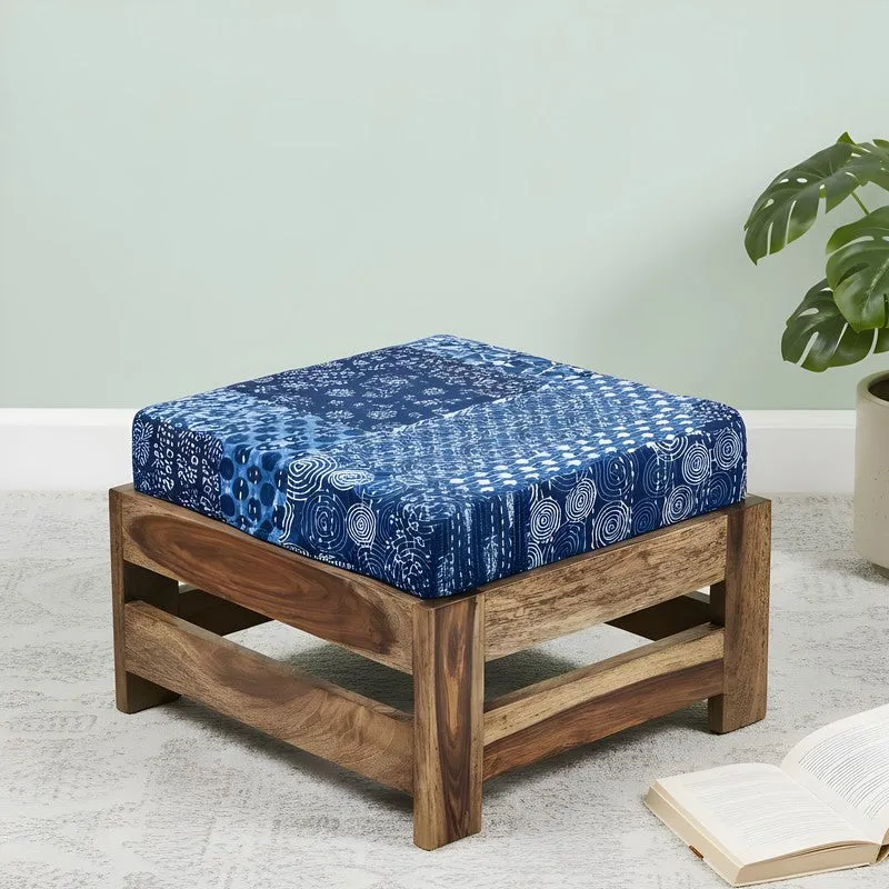 Lirox Sheesham Wooden Bench with Stool (Blue) - Two Piece Set media 1