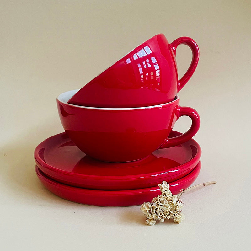 Elegant Red Cup & Saucer - 240 mL image 3