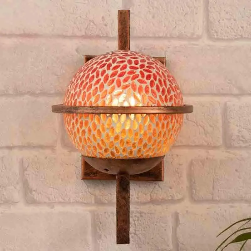 Mosaic Moon Glass & Metal Wall Lamp media 3