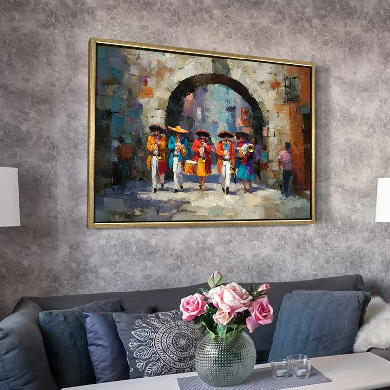 Plaza Guitar Canvas Wall Painting With Frame media 6