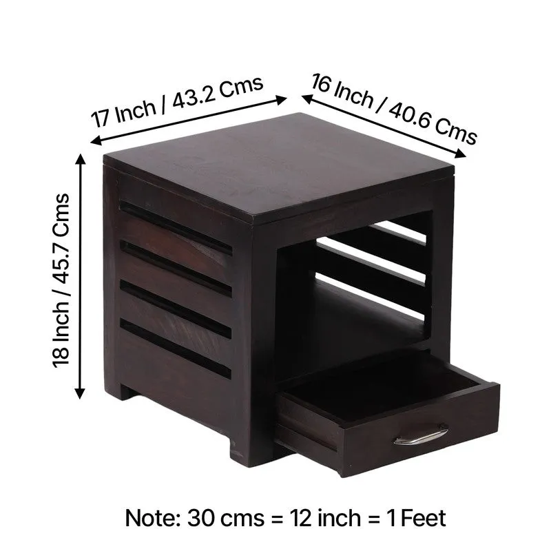 Sverix Sheesham Wooden Side & Bedside Table - Black media 11