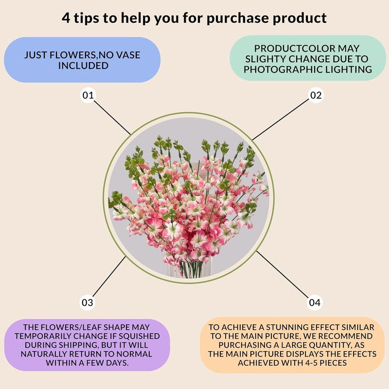 Faux Cherry Blossom Polyester Artificial Flower Stem image 8