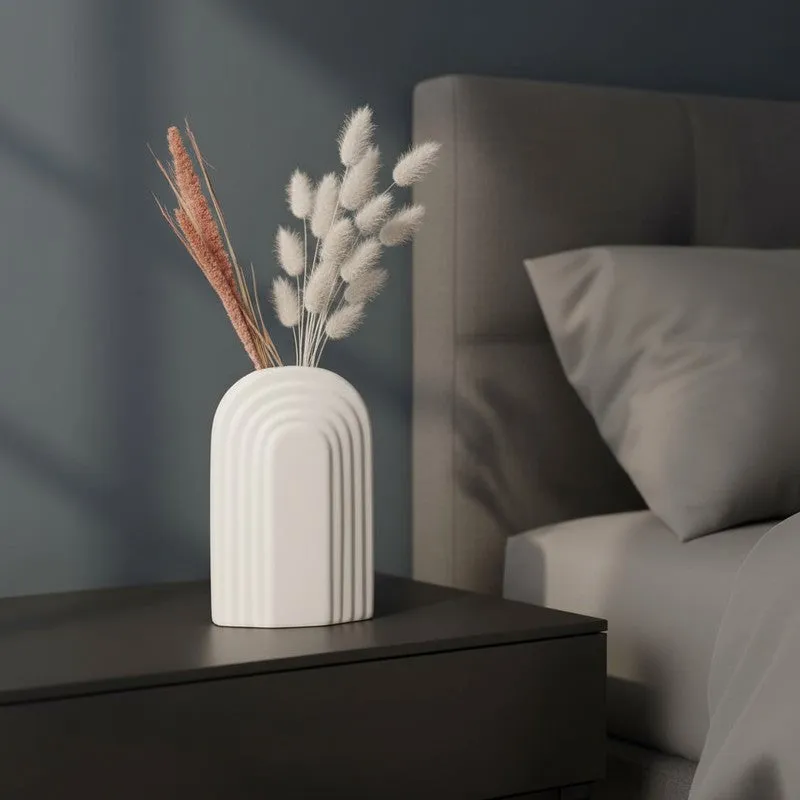 Arch Form Neutral Ceramic Vase - White media 5