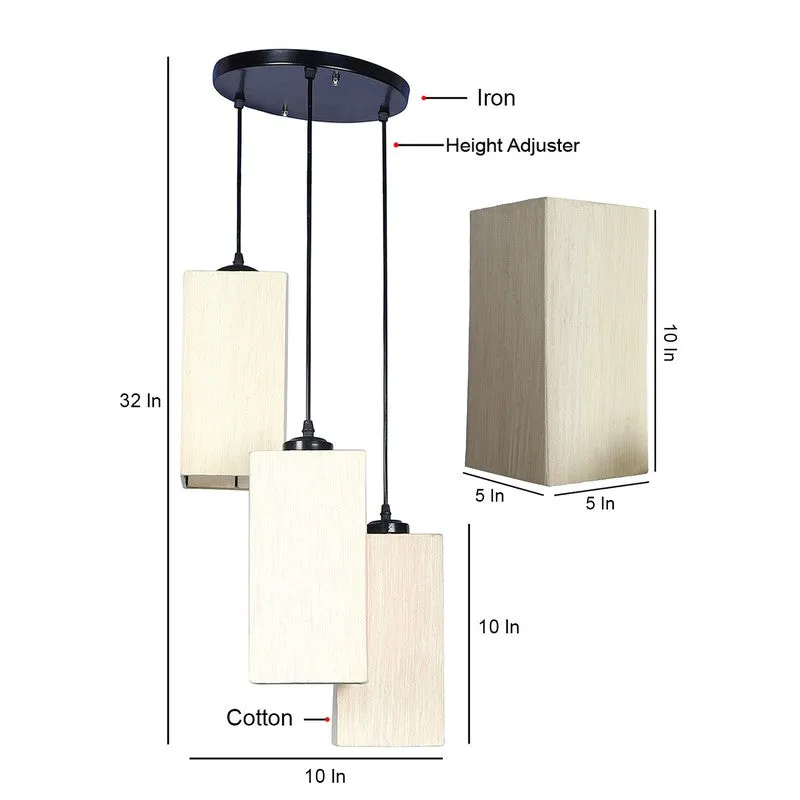 Warm Ivory Triple Metal Ceiling Lamp - Beige media 9