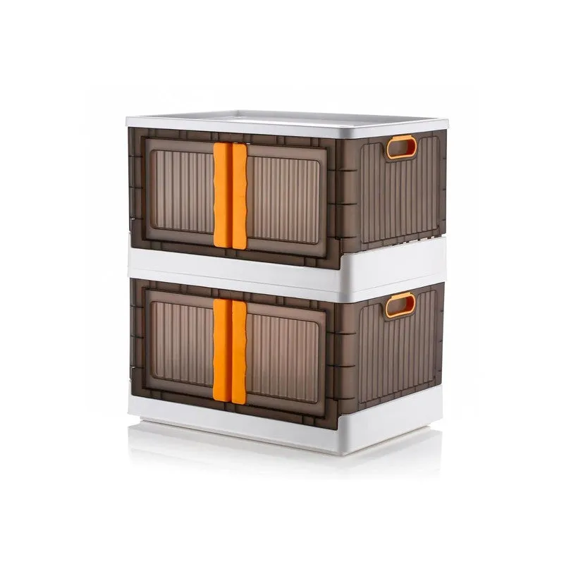 Foldable & Stackable Plastic Double Door Storage Rack - Set Of Two media 3