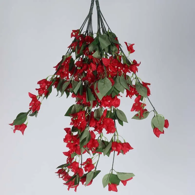 Faux Lush Hanging Bougainvillea - Red - 2.5 Feet media 1