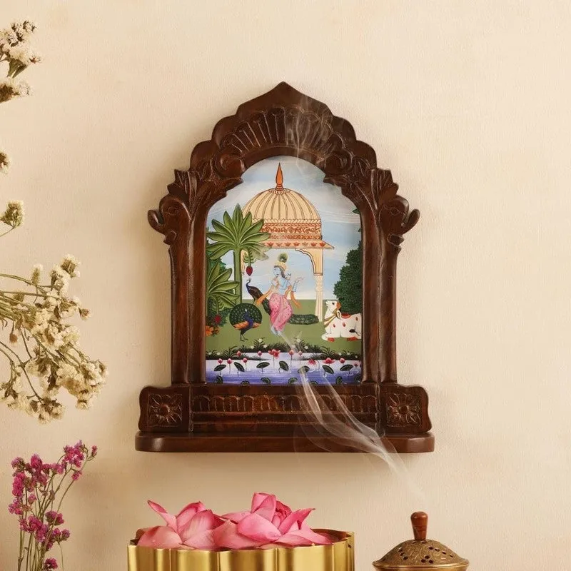 Lord Krishna Mango Wood Wall Accent media 1