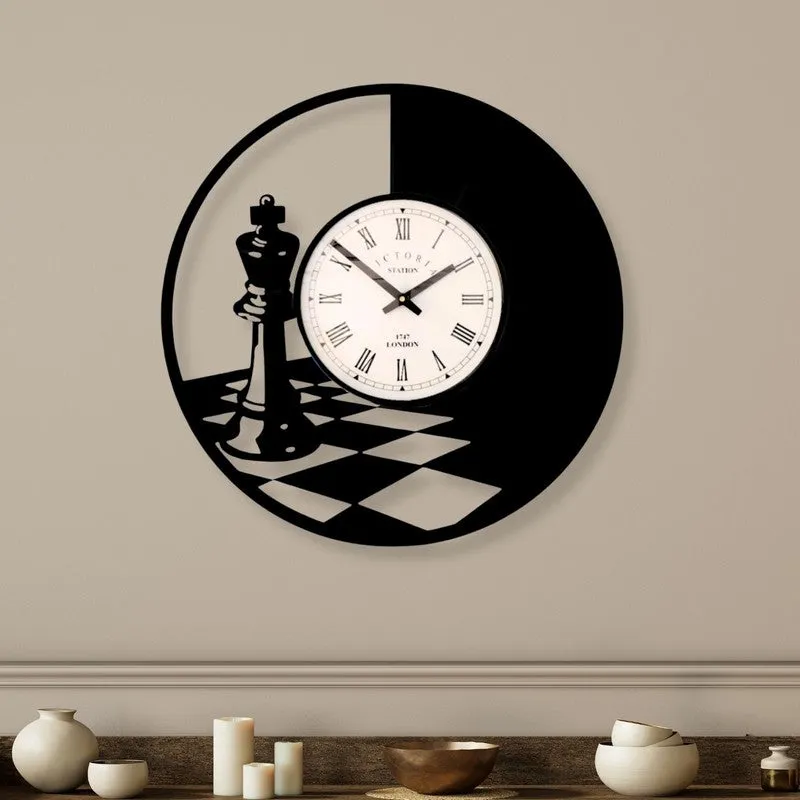 Chessmaster Steel Analog Wall Clock - Black media 1