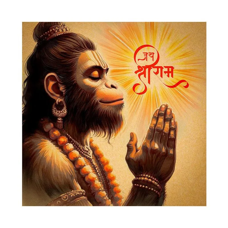 Hanuman Fiery Aura Poly Canvas Wall Painting media 4
