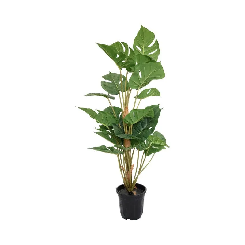 Veloura Artificial Monstera Plant With Black Plastic Pot - 3 Feet media 4