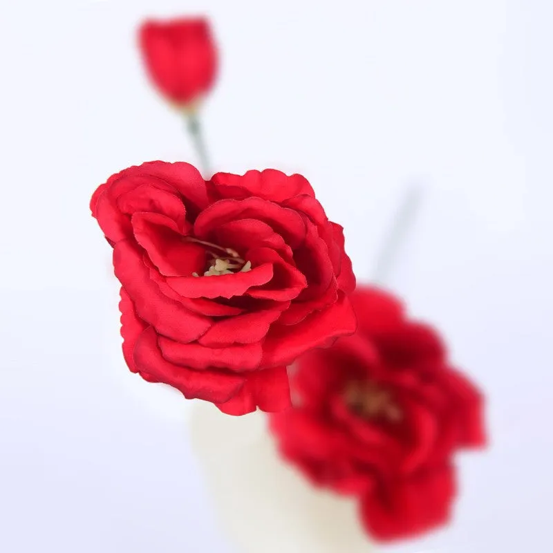 Bloom Luxe (Red) Designer Faux Flowers for Home - Set Of Two media 4