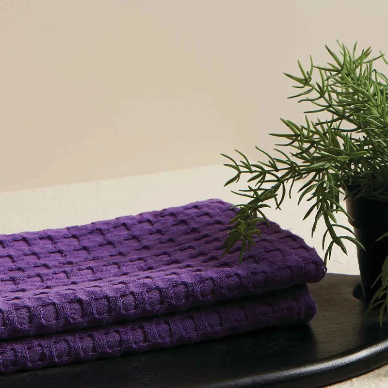 Haimi Textured Waffle Towel Combo (Purple) - Four Piece Set media 1