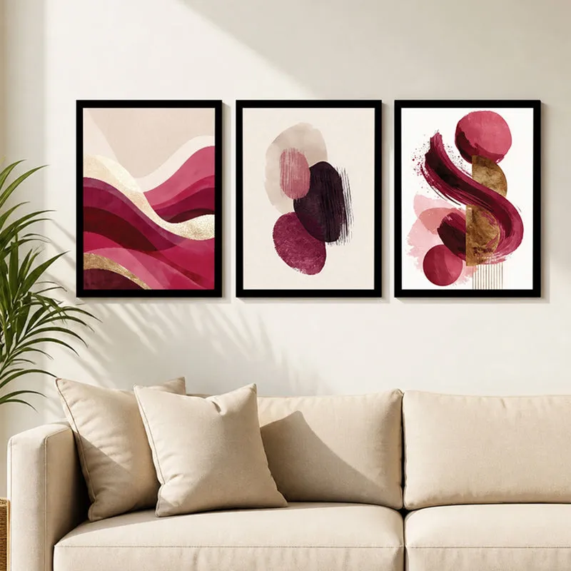 Roselle Abstract Flow Wall Art With Frame - Set Of Three media 2