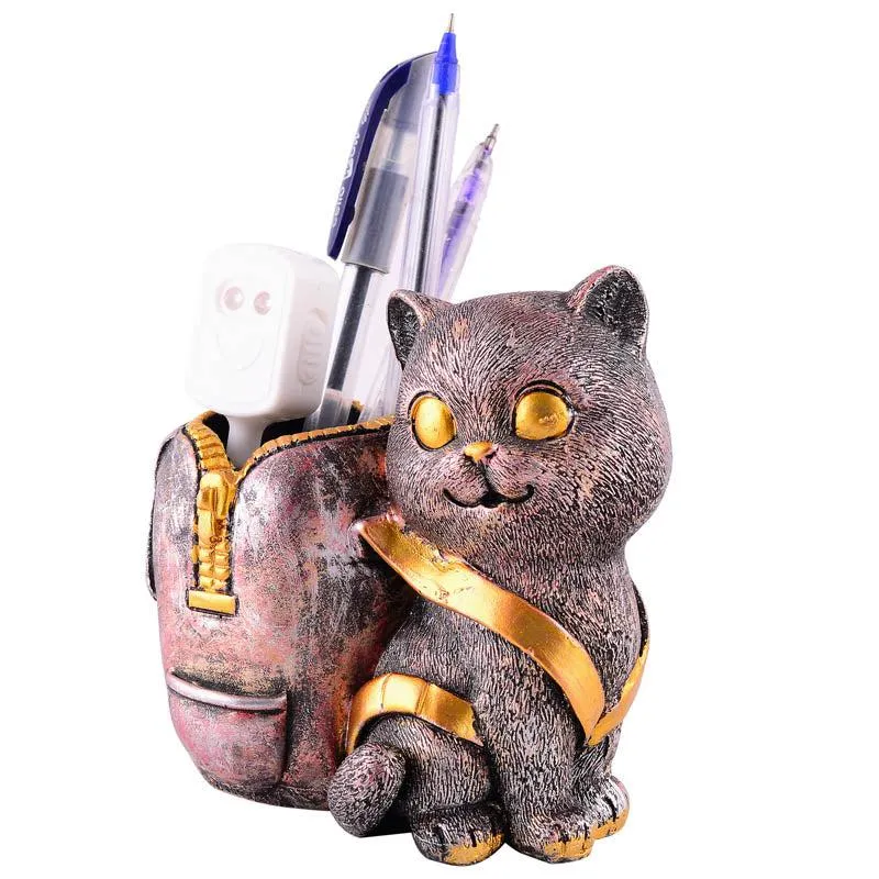Meow & Mark Painted Polyresin Pen Stand - Copper media 3