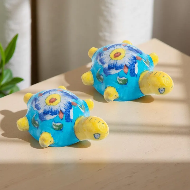 Mystic Tide Turtles Showpieces(Sky Blue) - Set Of Two media 1