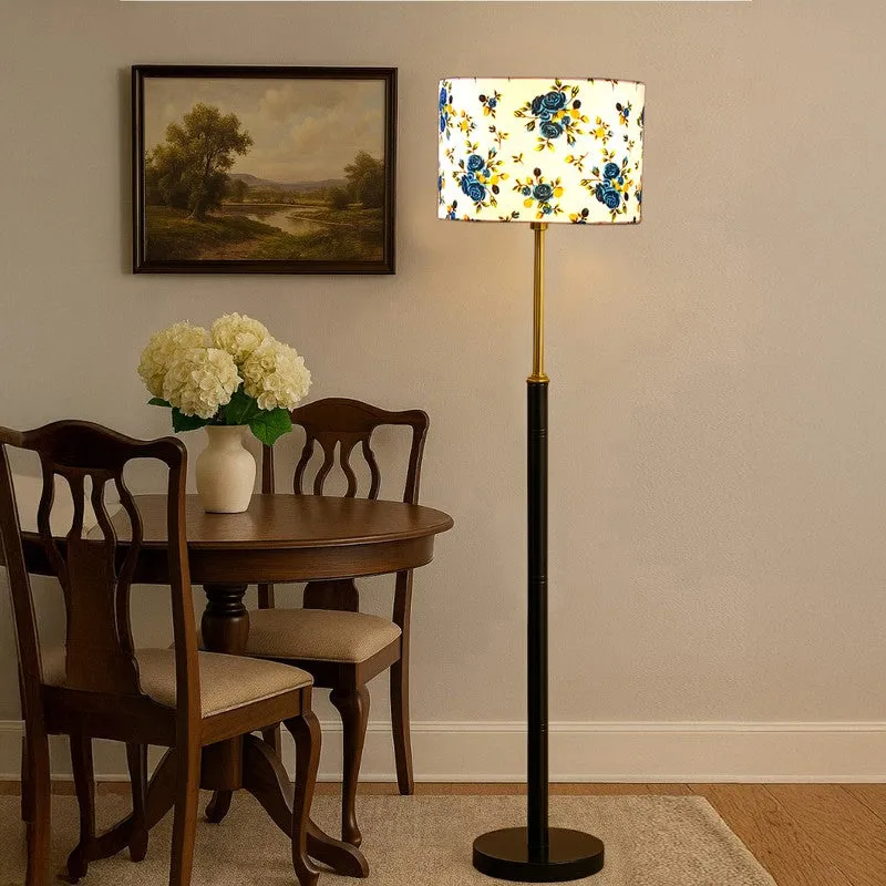 Retro Shine Wooden Floor Lamp - Blue media 3