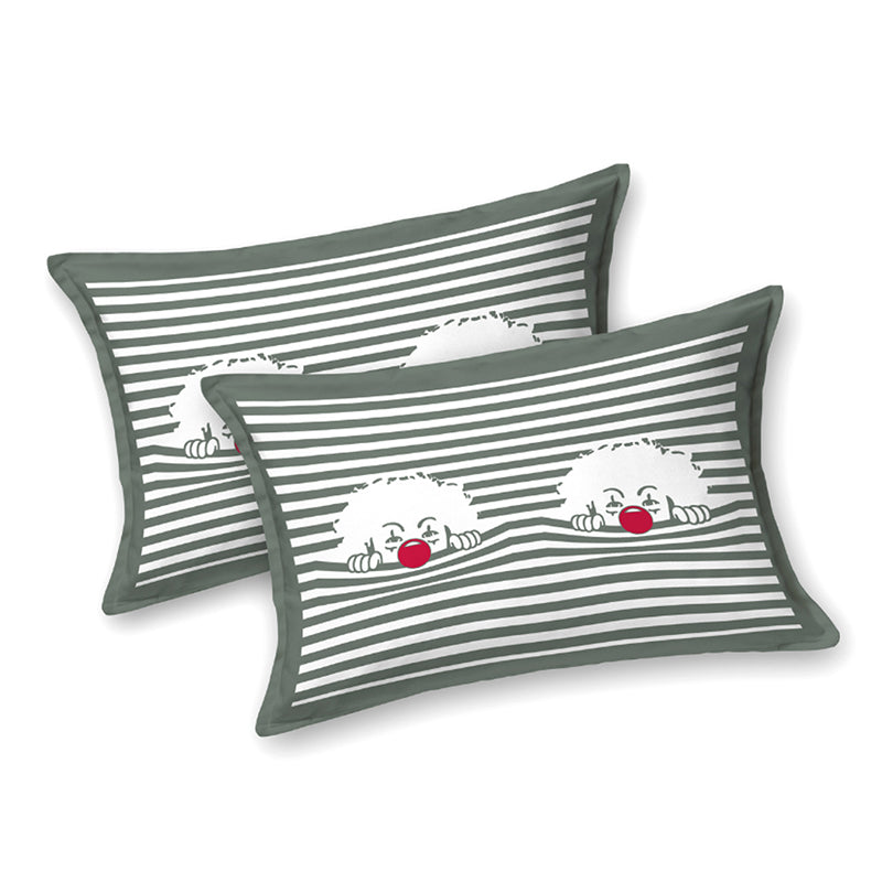 Illusion Stripey Fun Cotton Bedsheet (Grey) - 200 TC media 5