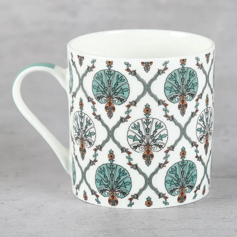 India Circus Bone China Tea Cup (220 mL Each),White,Green) - Set Of Six media 3