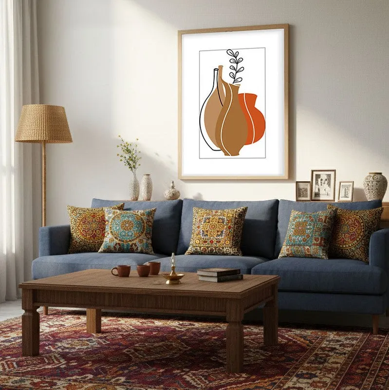 Earthen Jars Canvas Wall Painting With Brown Frame media 5