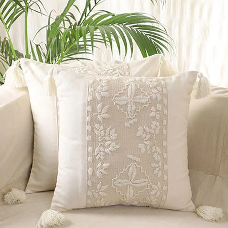 Tahitian Pearl Embroidered Cotton Cushion Cover - Set Of Two media 2