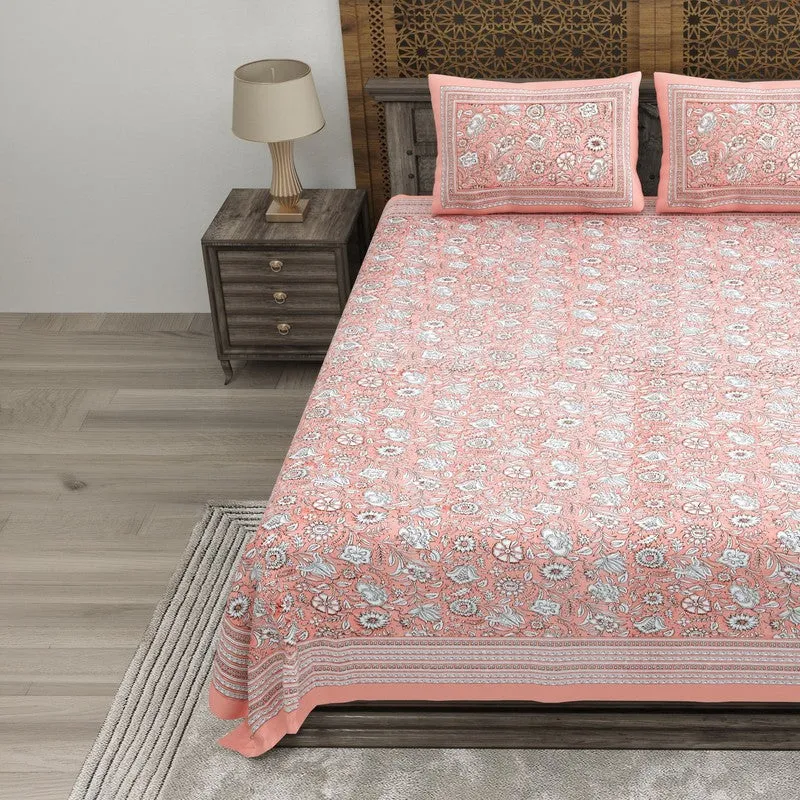Patterny Cotton Bedsheet (Peach) - 240 TC media 3