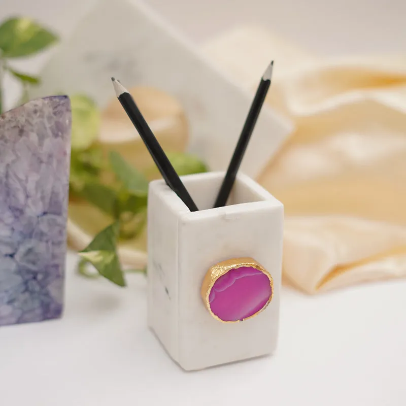 Kade Marble Agate Stationary Holder - Pink media 4