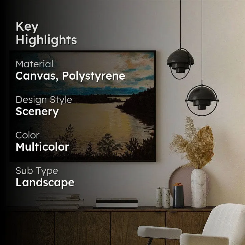 Serene Sunset Canvas Wall Painting - Black Frame media 2