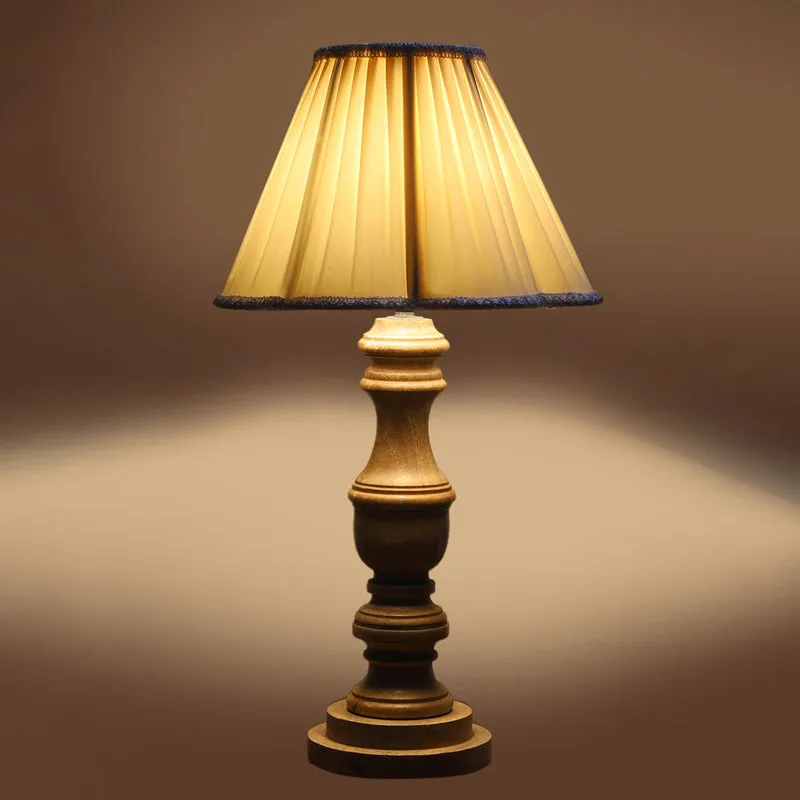 Pleatra I Carve Wooden Table Lamp - Ivory,Brown media 5