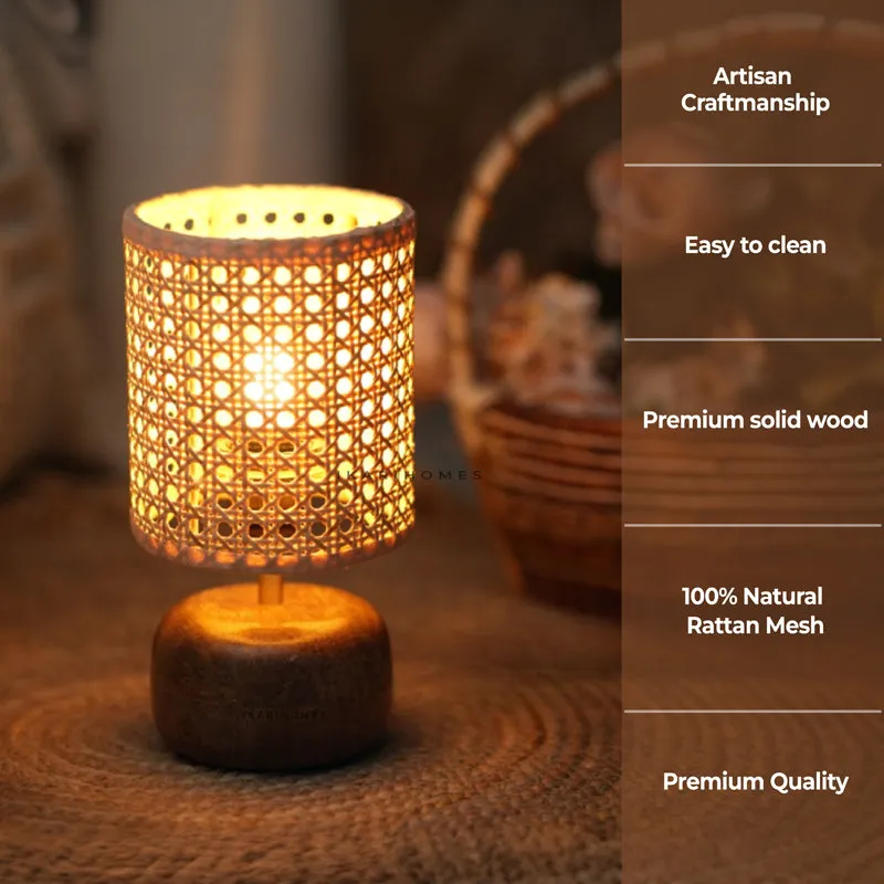 EmberLit Rattan Mango Wood Table Lamp - Beige,Brown media 6