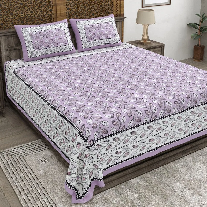 Crafta Cotton Bedsheet (Purple,White) - 240 TC media 1