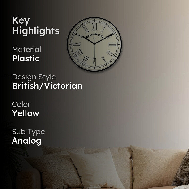 Romanza Premium Silent Sweep Wall Clock - Yellow media 2