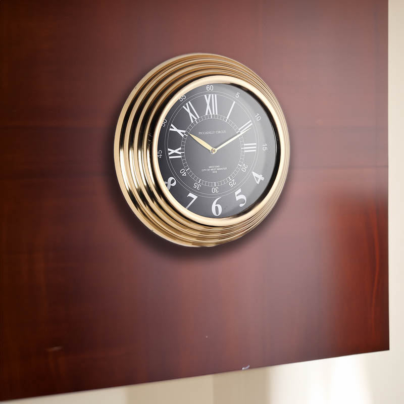 Rinda Romanus Wall Clock - Gold & Black