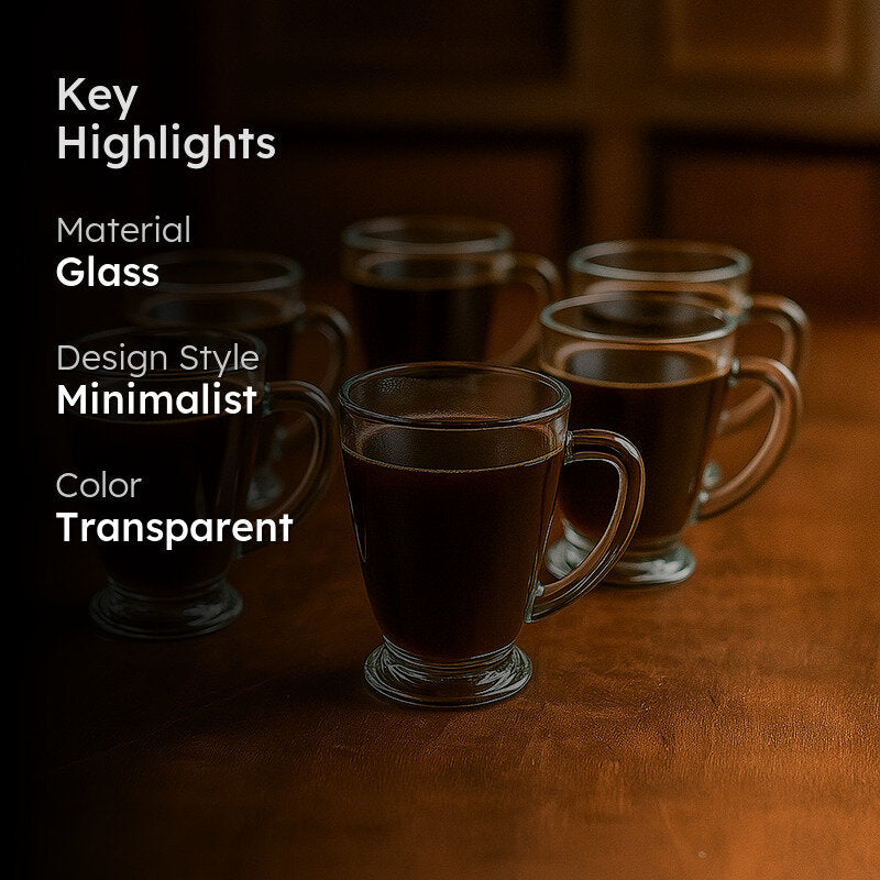 Elegant Glass Tea Cup (230 mL Each)  -  Set of Six media 2