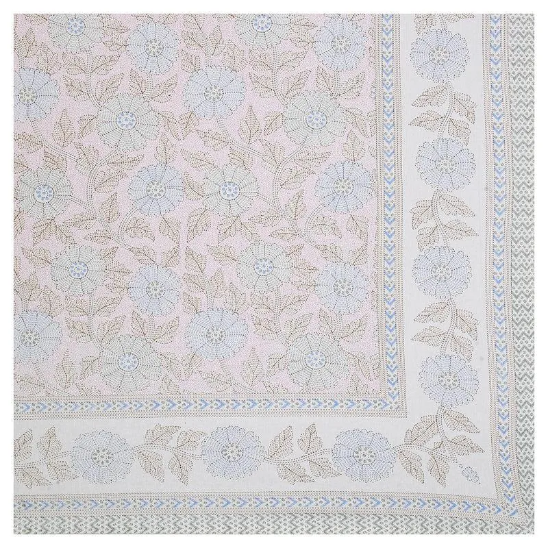 Neeraja Floral Diwan Set (Blue & Pink) - Eight Piece Set media 6