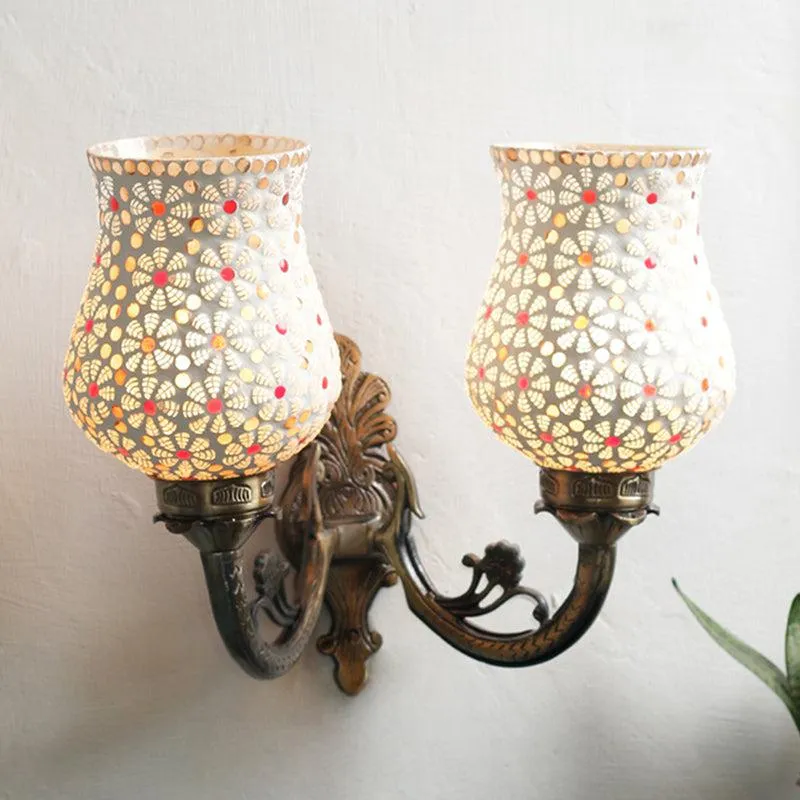 Omra Twinner Mosaic Glass & Metal Wall Lamp media 2