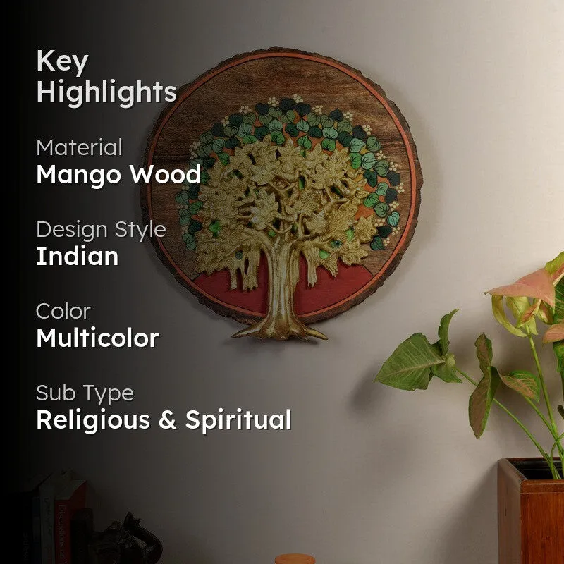 Tree of Life Round Mango Wood Wall Accent media 2